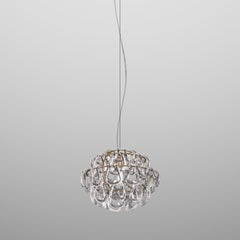 Vistosi Giogali Pendant Light in Crystal Transparent Glass And Matt Bronze Frame