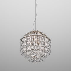 Vistosi Giogali Pendant Light in Crystal Transparent Glass And Matt Bronze Frame