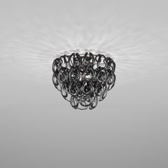 Vistosi Giogali Flush Mount in Black Glass And Matt Bronze Frame