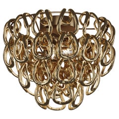 Monture encastrée Vistosi Giogali en cristal, verre doré et cadre en bronze mat