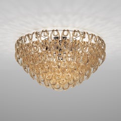 Vistosi Giogali Einbaubeleuchtung in Kristall-Bernsteinglas und mattem Bronzerahmen