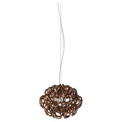 Vistosi Giogali Pendant Light in Crystal Copper Glass And Matt Bronze Frame