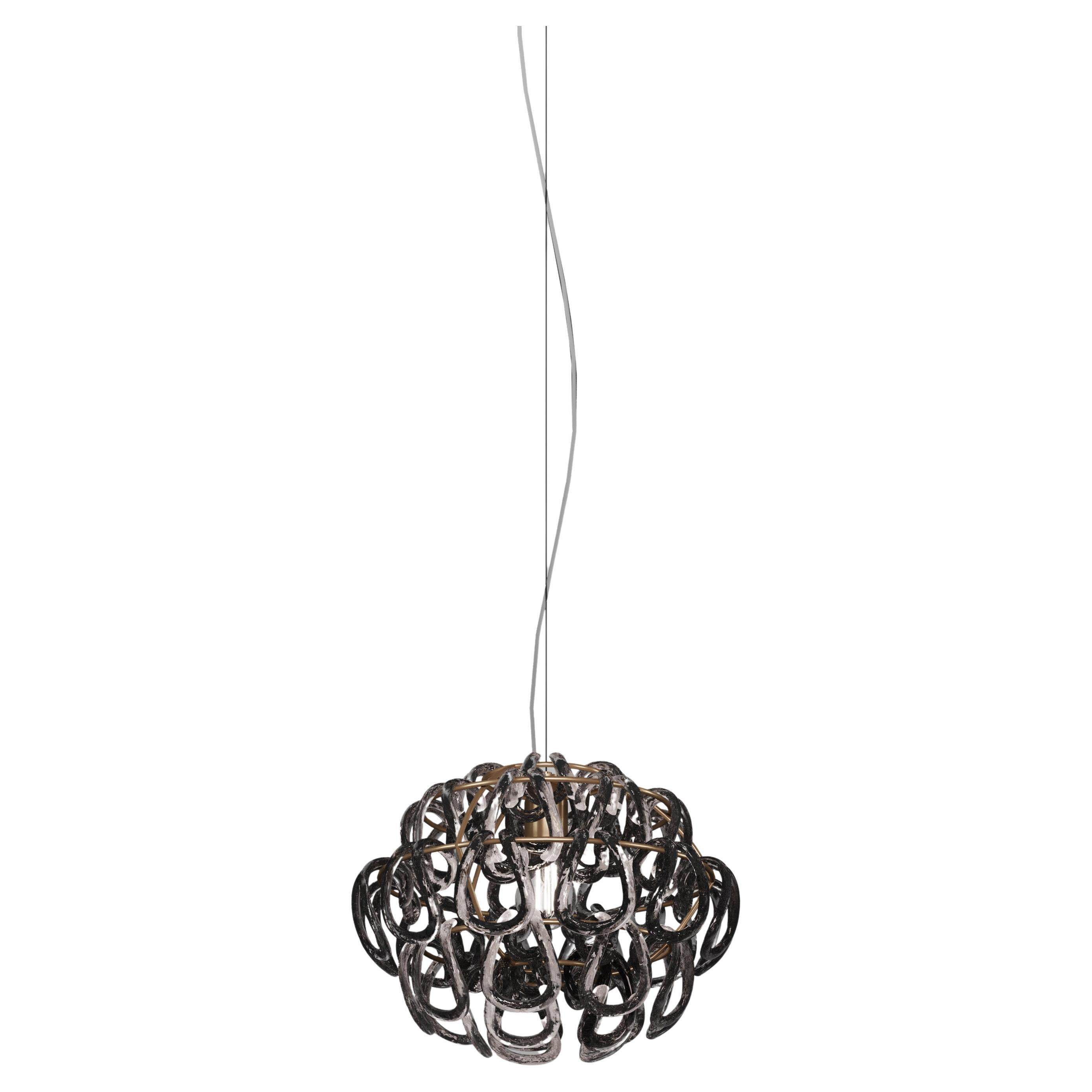 Vistosi Giogali Pendant Light in Crystal Smoky Glass And Matt Bronze Frame