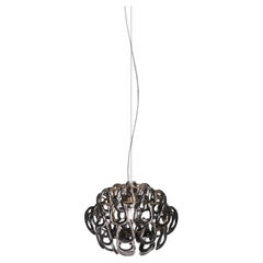 Lampe à suspension Vistosi Giogali en cristal fumé et cadre en bronze mat