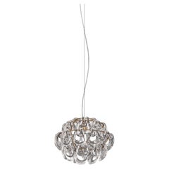 Vistosi Giogali Pendant Light in Crystal Transparent Glass And Matt Bronze Frame