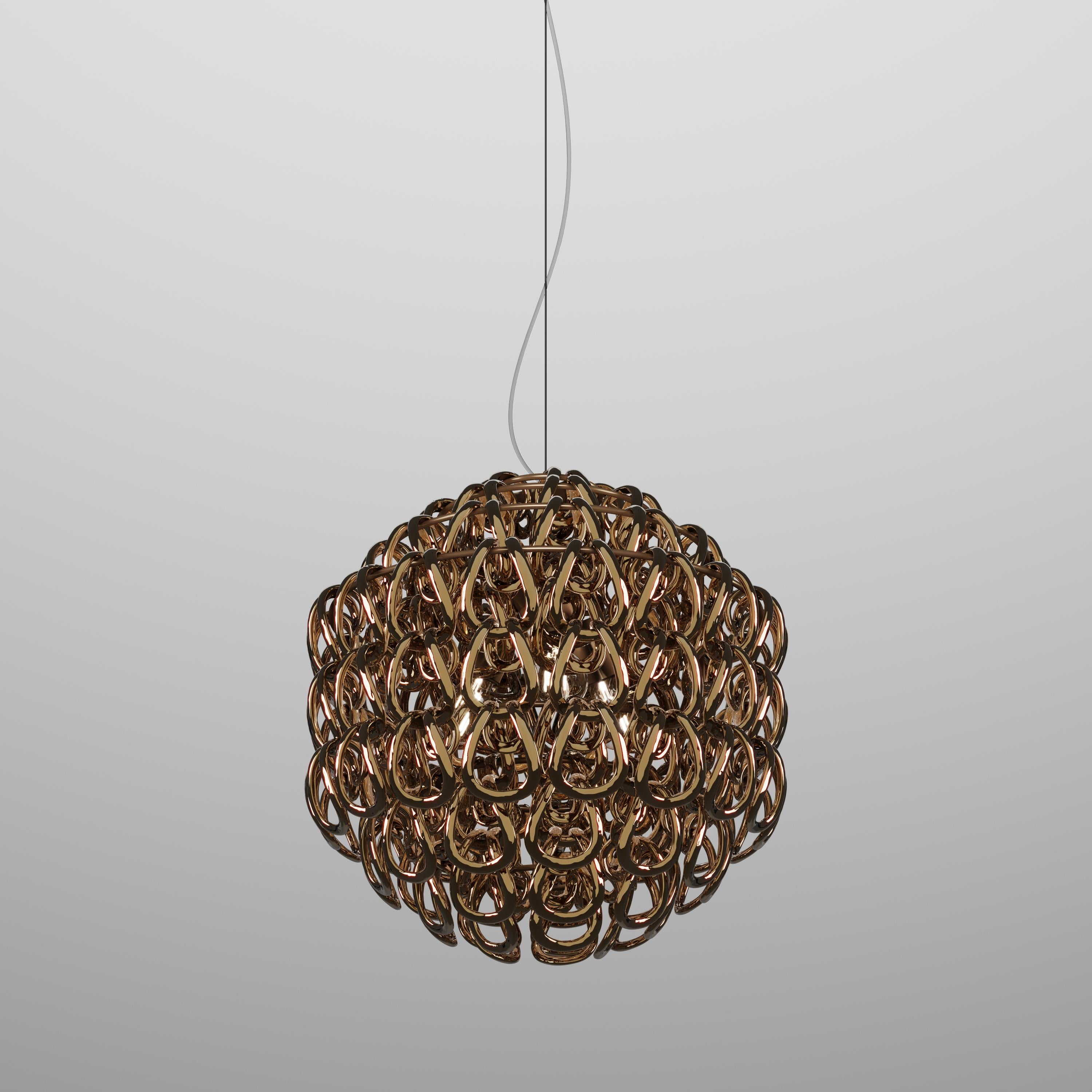 Lampe à suspension Vistosi Giogali en verre de cristal et cadre en bronze mat