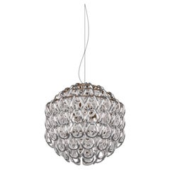 Vistosi Giogali Pendant Light in Crystal Silver Glass And Matt Bronze Frame