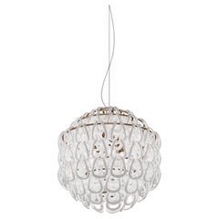 Vistosi Giogali Pendant Light in White Glass And Matt Bronze Frame