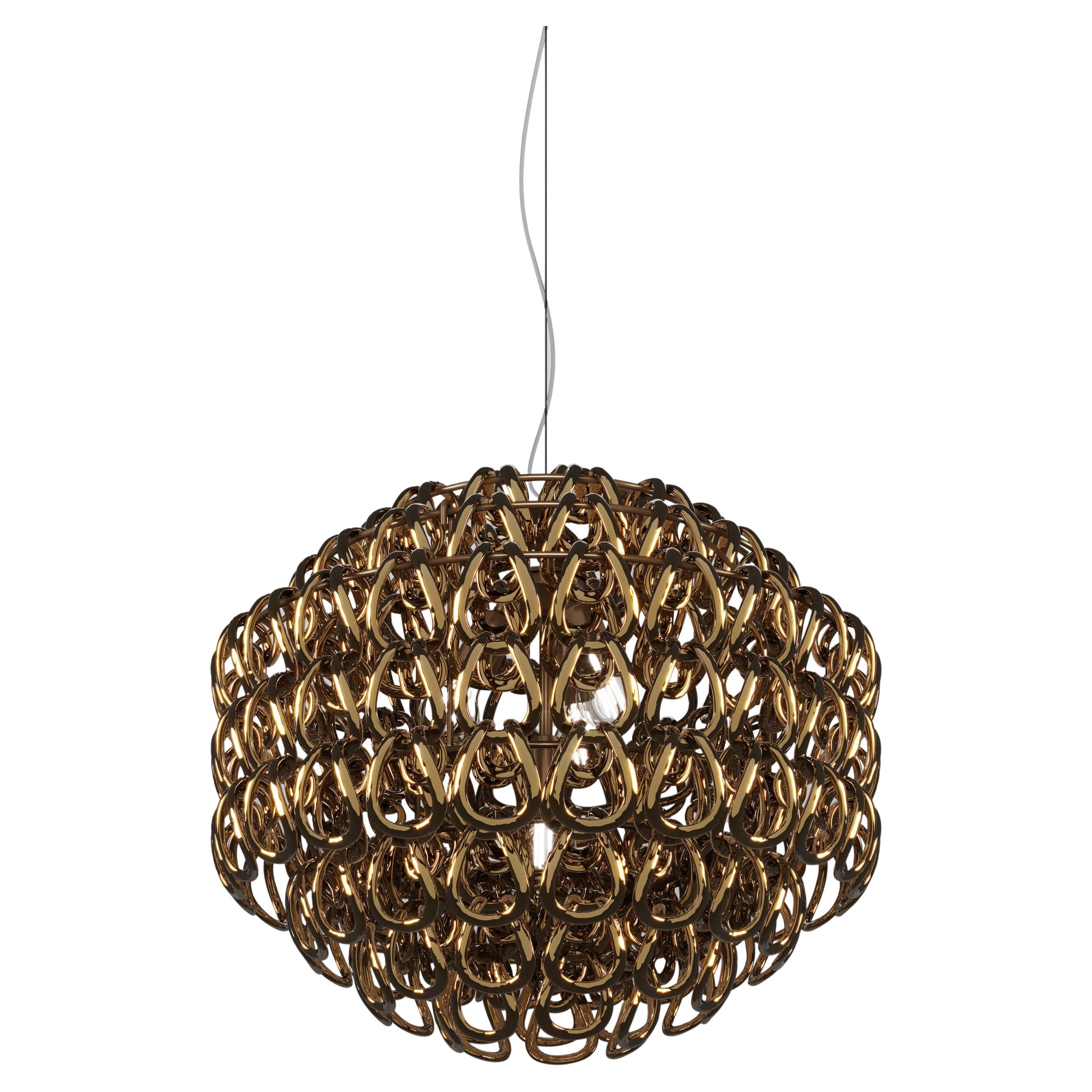 Vistosi Giogali Pendant Light in Crystal Bronze Glass And Matt Bronze Frame For Sale