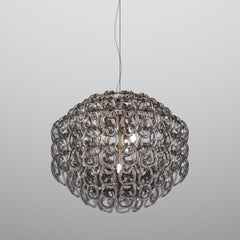 Vistosi Giogali Pendant Light in Crystal Smoky Glass And Matt Bronze Frame