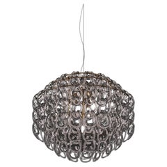 Vistosi Giogali Pendant Light in Crystal Smoky Glass And Matt Bronze Frame