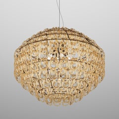 Vistosi Giogali Pendant Light in Crystal Amber Glass And Matt Bronze Frame