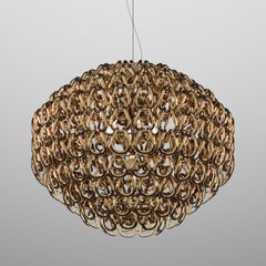 Vistosi Giogali Pendant Light in Crystal Bronze Glass And Matt Bronze Frame