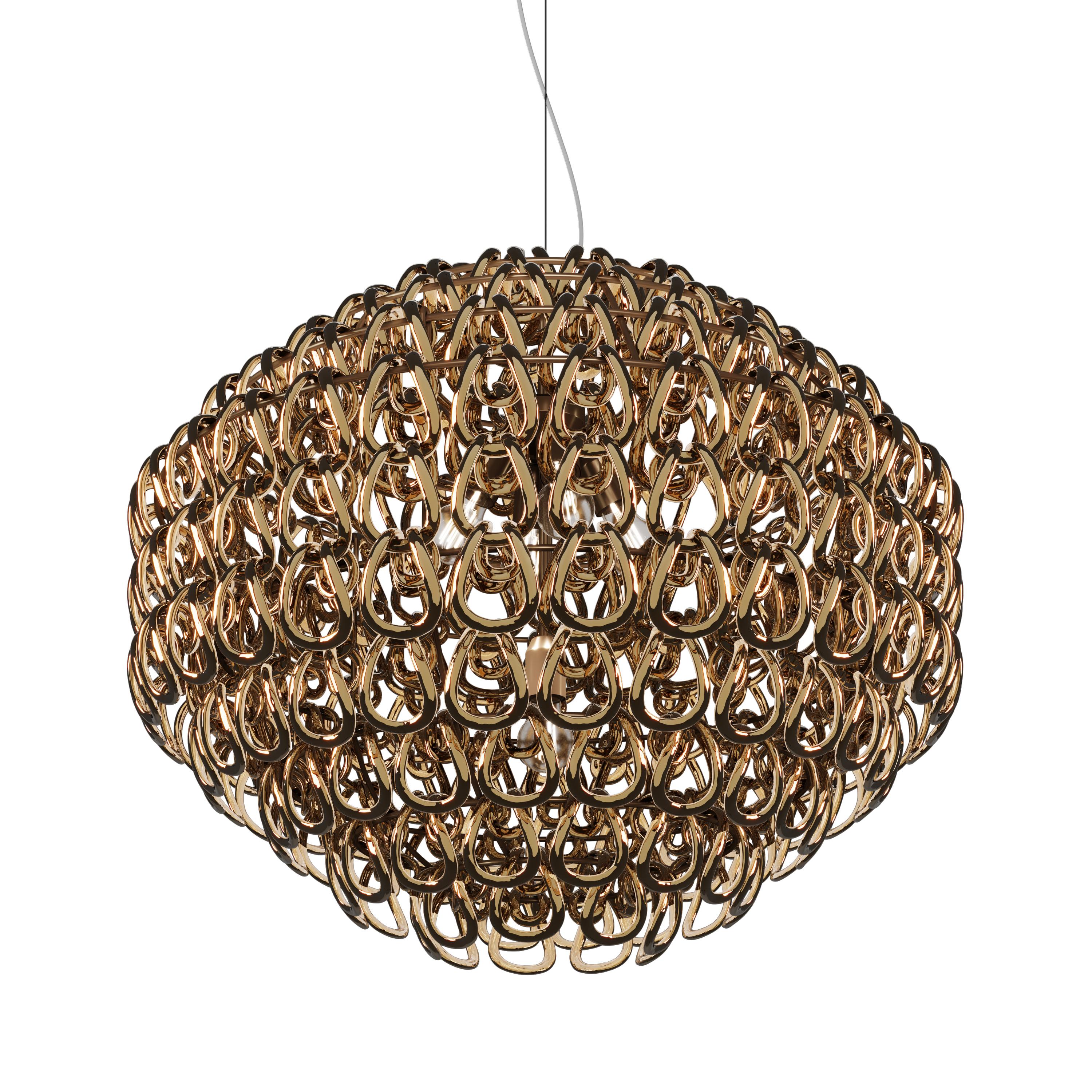 Modern Vistosi Giogali Pendant Light in Crystal Bronze Glass And Matt Bronze Frame For Sale