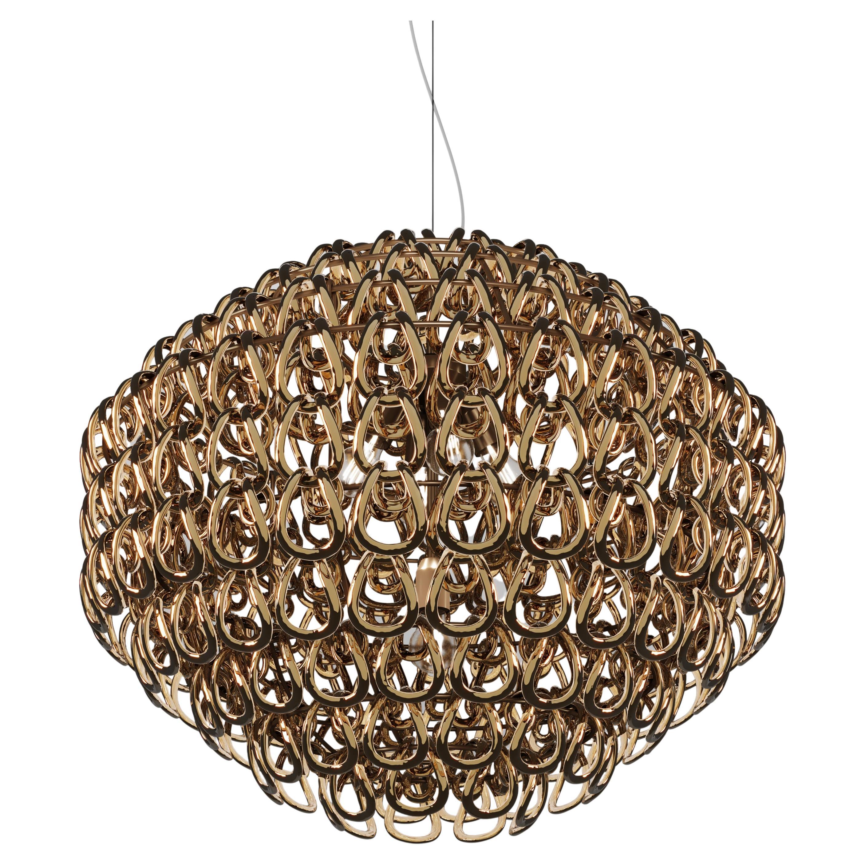 Lampe à suspension Vistosi Giogali en verre de cristal et cadre en bronze mat