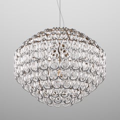 Vistosi Giogali Pendant Light in Crystal Silver Glass And Matt Bronze Frame