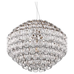 Vistosi Giogali Pendant Light in Crystal Silver Glass And Matt Bronze Frame