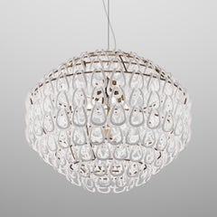 Lampe à suspension Vistosi Giogali en verre blanc et cadre en bronze mat