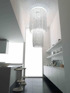 Vistosi Giogali Two-Tier Cascade Chandelier in Crystal Glass And