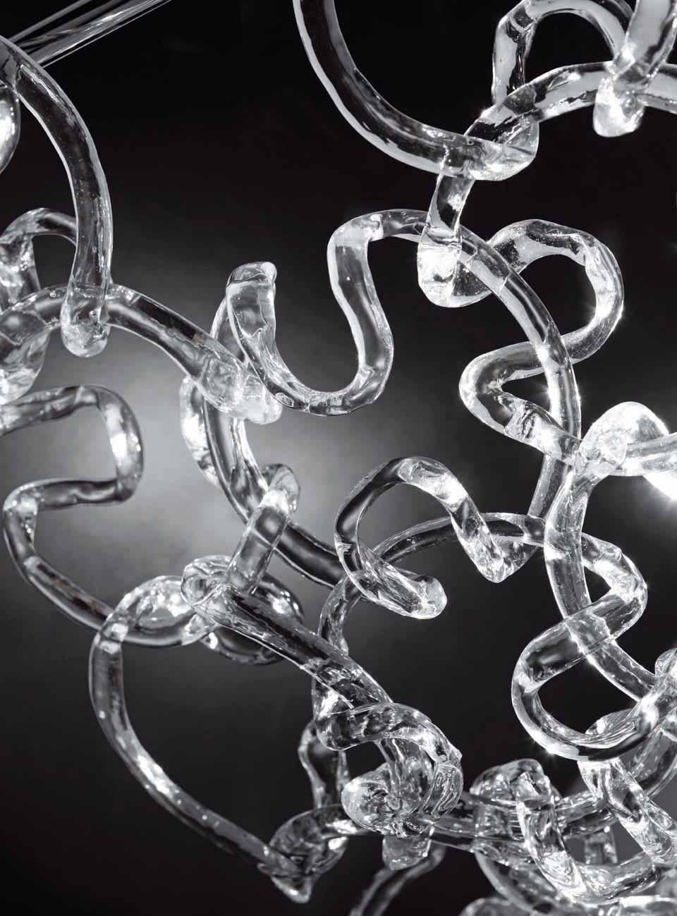 Vistosi Giogali Lámpara de araña en cascada de dos niveles en cristal y Moderno en venta
