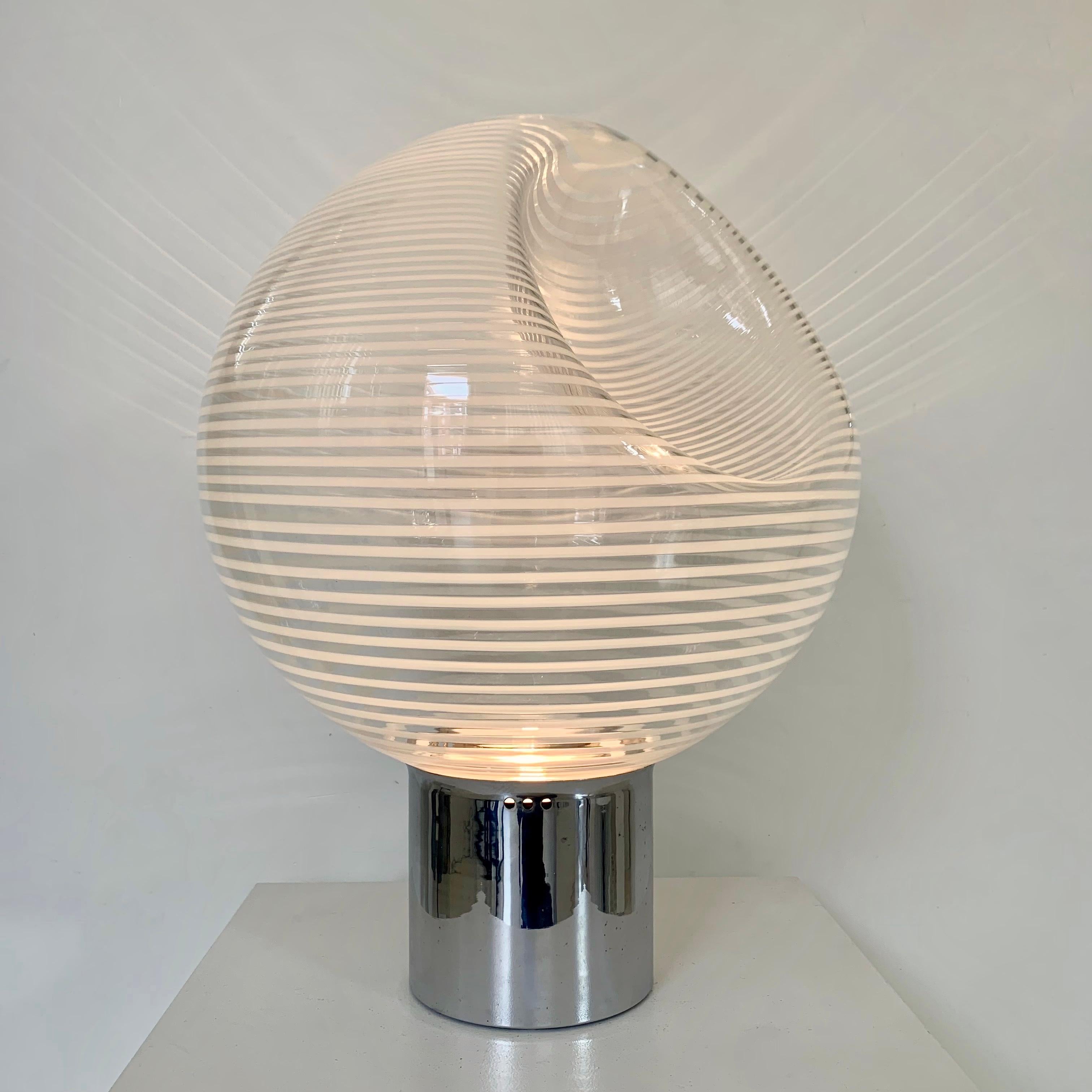 Mid-20th Century Vistosi Glass Table Lamp, Corba model, circa 1960, Italy. For Sale