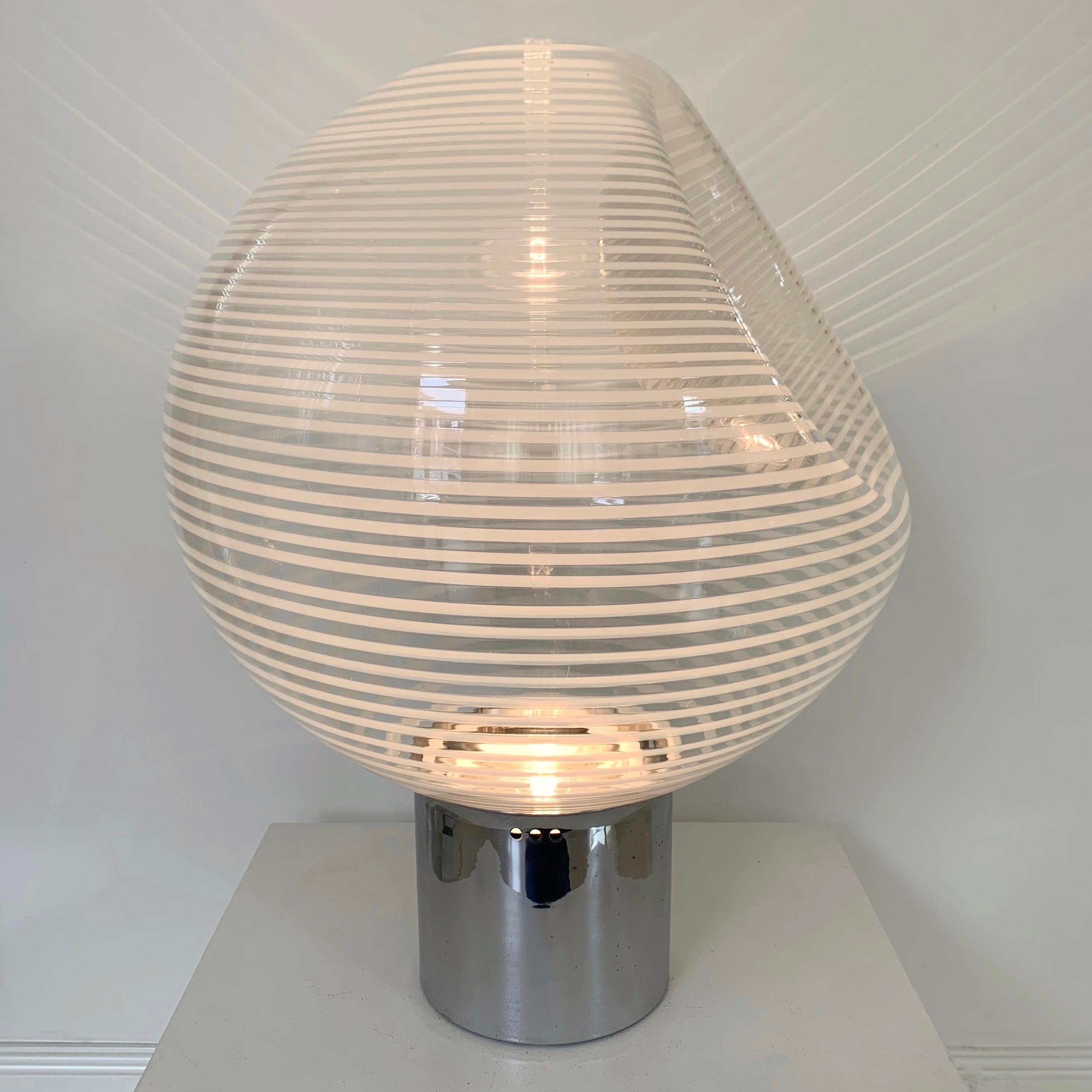 Metal Vistosi Glass Table Lamp, Corba model, circa 1960, Italy. For Sale