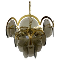 Vistosi verre fumé doré, suspension des années 1970