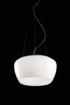 Vistosi Implode Pendant Light in White and Crystal by Gregorio Spini