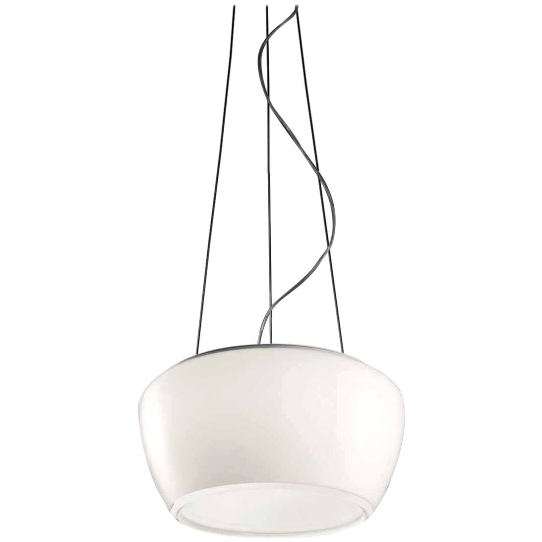 Vistosi Implode Pendant Light in White and Crystal by Gregorio Spini For Sale