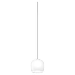 Vistosi Implode Pendant Light in White Crystal Glass And Glossy Frame