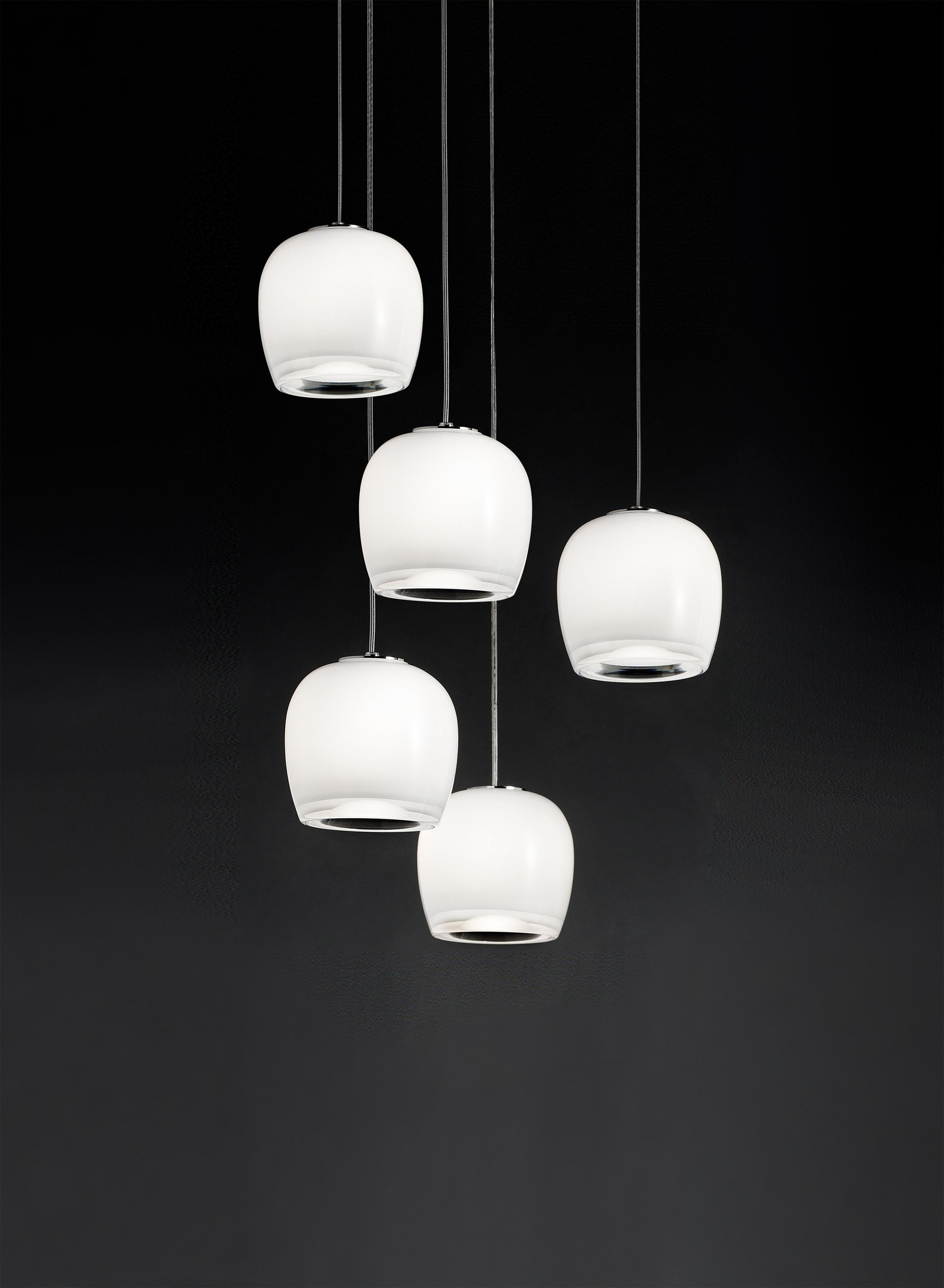Modern Vistosi Implode Suspension Light in White Crystal Glass For Sale