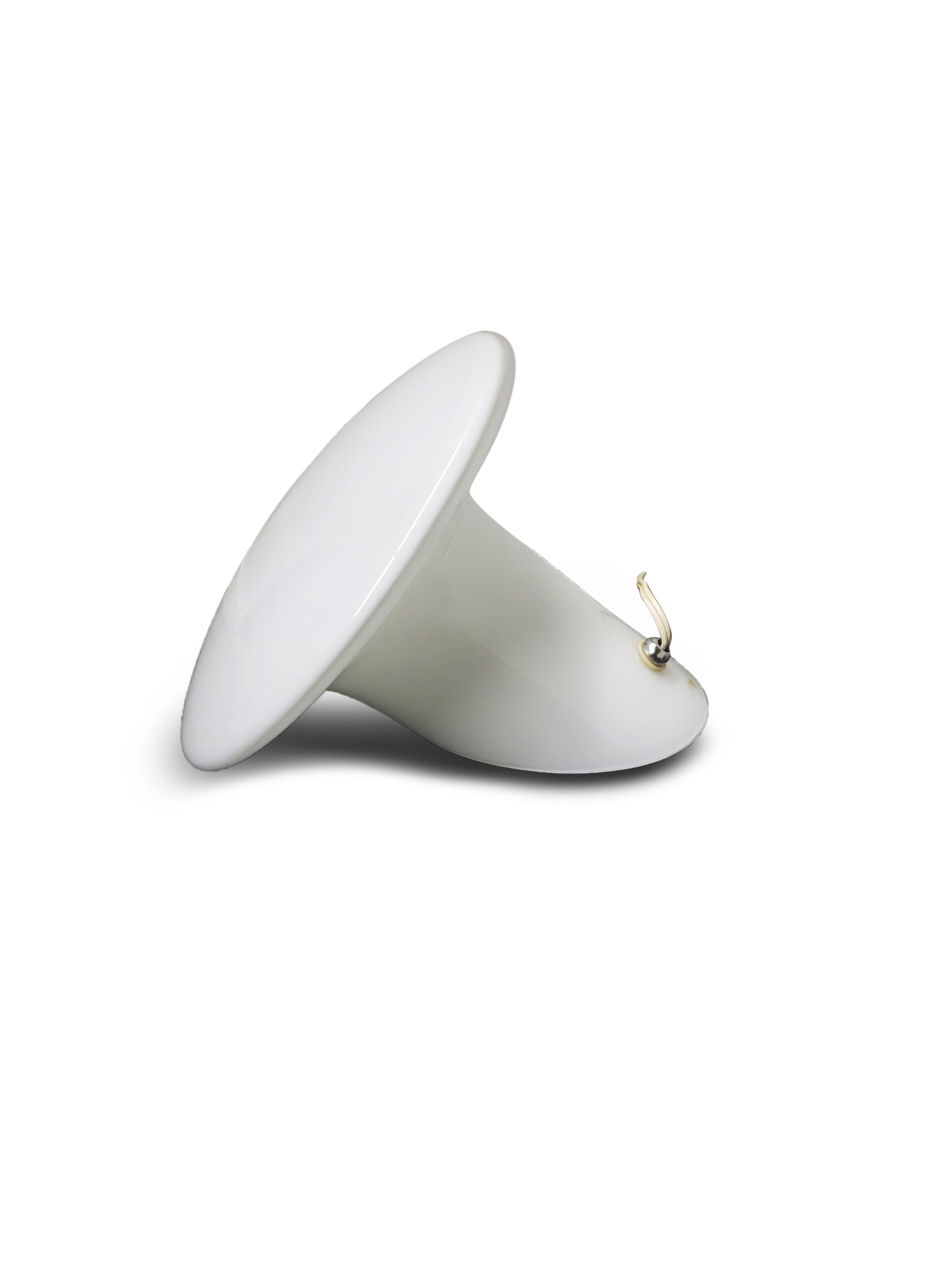 Mid-Century Modern Vistosi Italian Murano White Opaline Glass Table Lamp For Sale