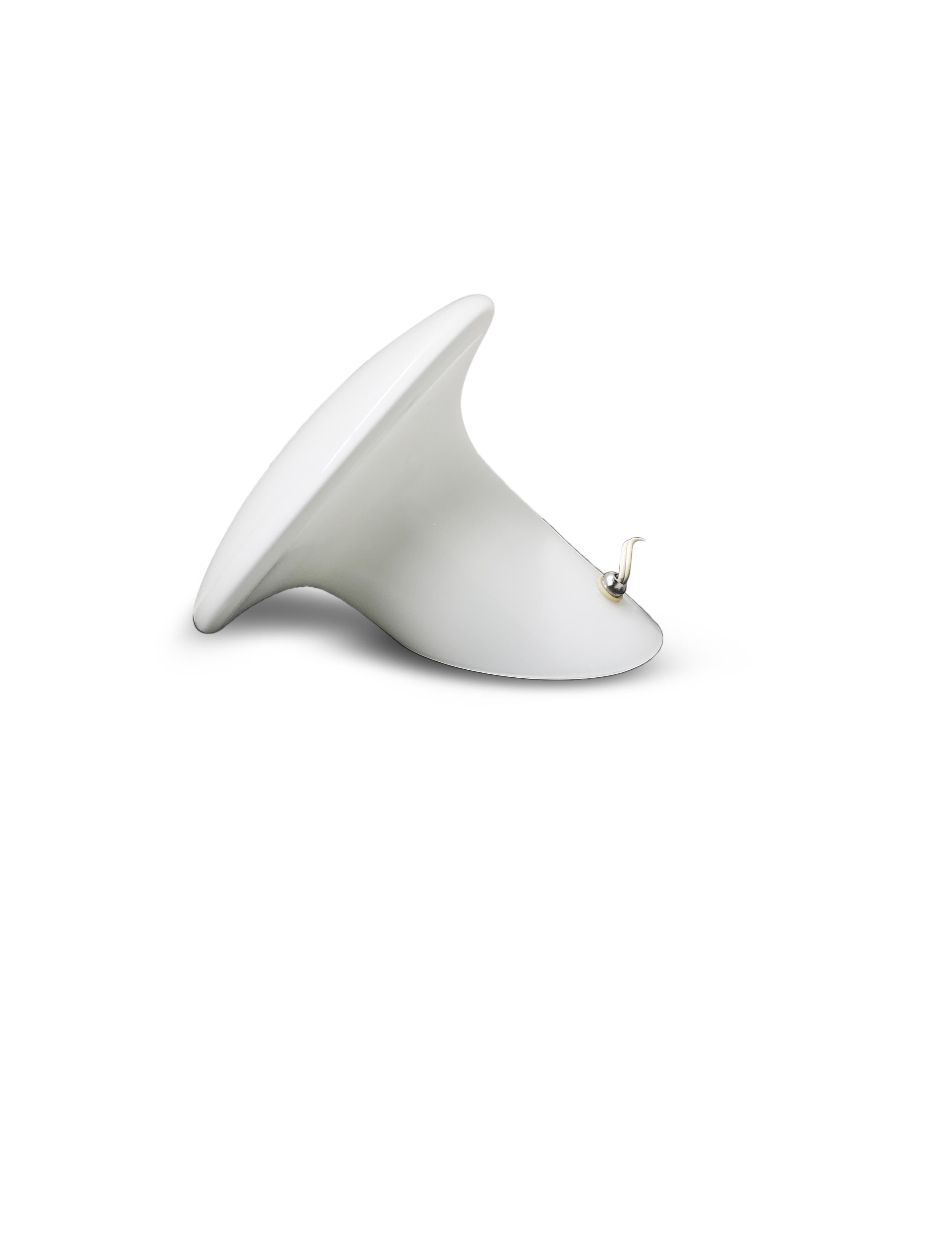 Vistosi Italian Murano White Opaline Glass Table Lamp For Sale 1