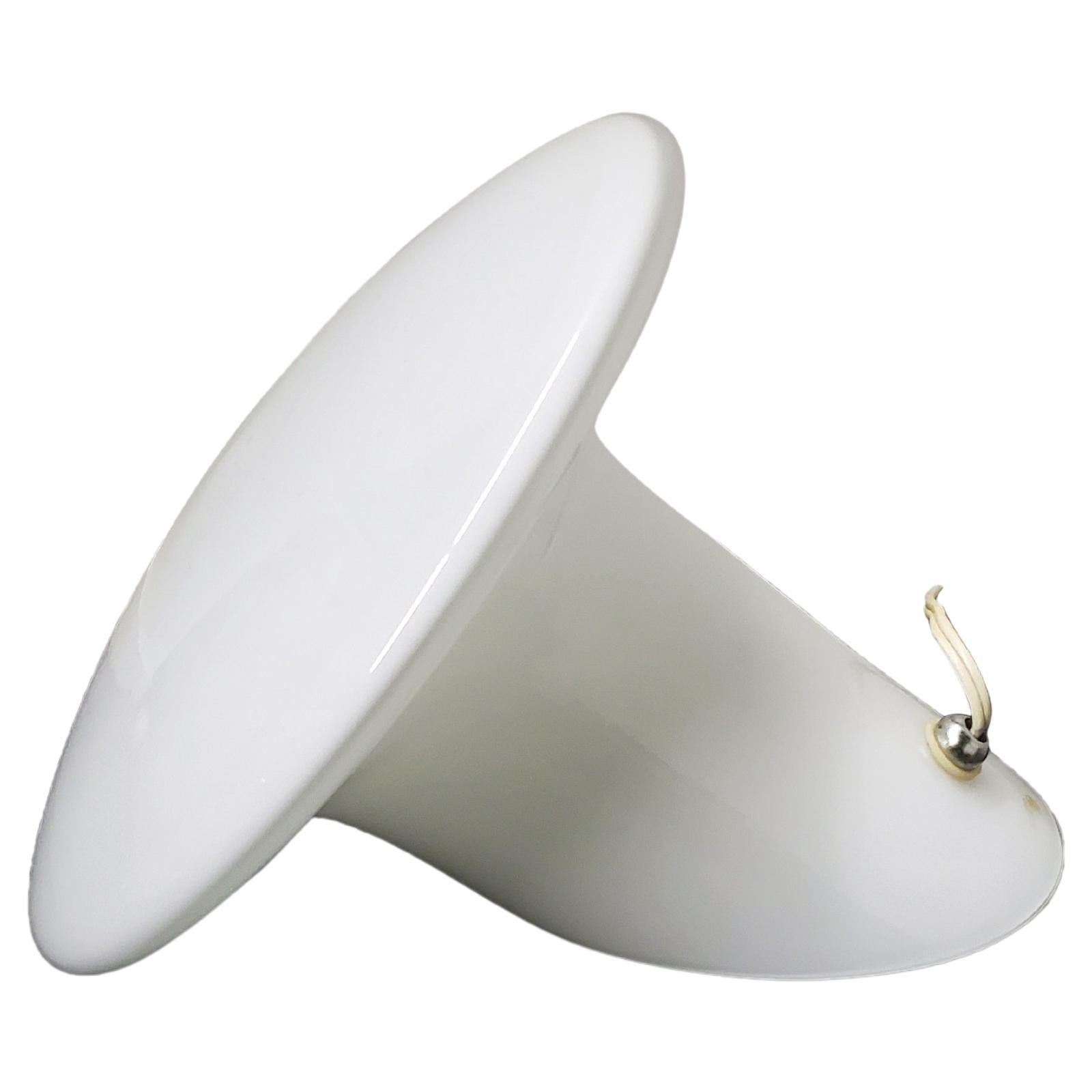 Vistosi Italian Murano White Opaline Glass Table Lamp For Sale