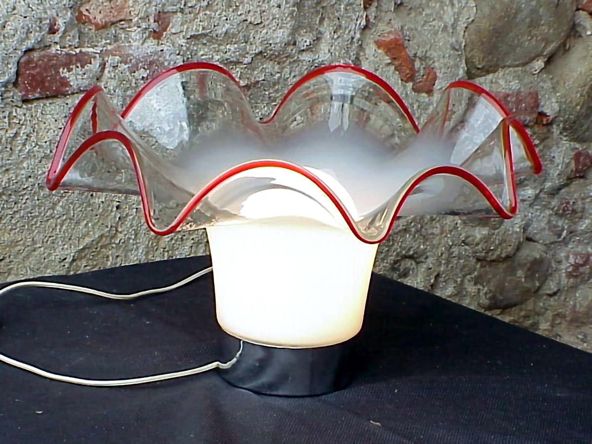 Modern Vistosi Italy Design Lamp in Glass Lattimo Vintage Years 70 For Sale