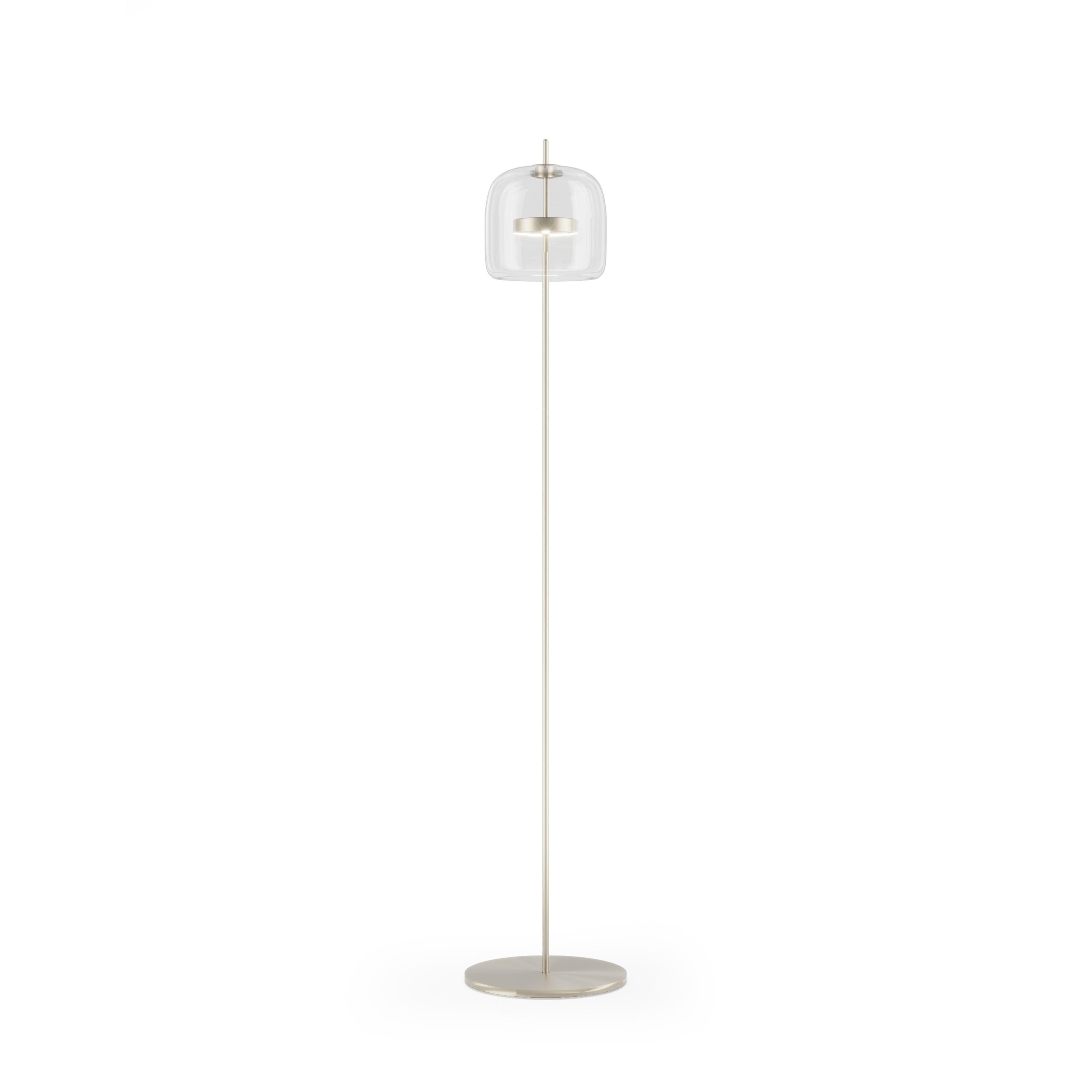 Modern Vistosi Jube Floor Lamp in Crystal Transparent Glass With Matt Steel Finish For Sale