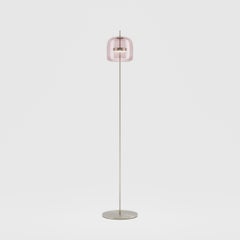 Vistosi Jube Floor Lamp in Light Amethyst Transparent Glass & Matt Steel Finish