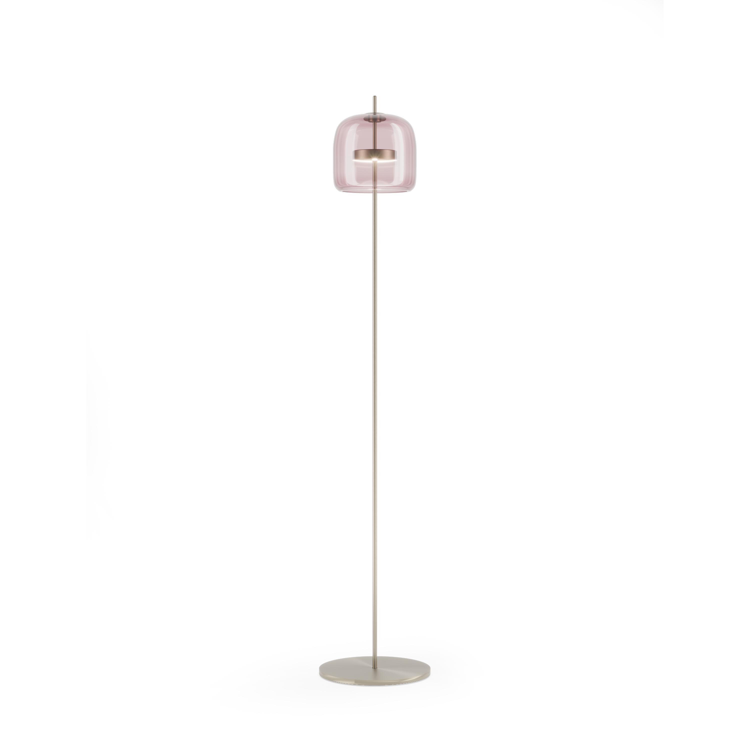 Modern Vistosi Jube Floor Lamp in Light Amethyst Transparent Glass & Matt Steel Finish For Sale