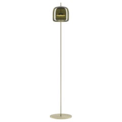 Lampada da terra Vistosi Jube in vetro trasparente verde antico e finitura oro opaco