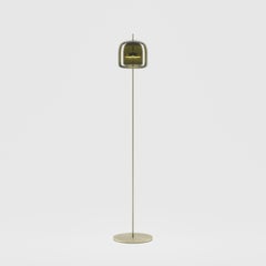 Vistosi Jube Floor Lamp in Old Green Transparent Glass And Matt Gold Finish