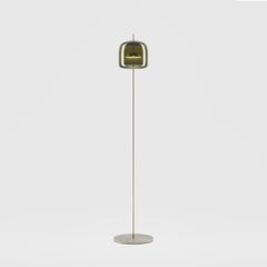 Vistosi Jube Floor Lamp in Old Green Transparent Glass With Matt Steel Finish