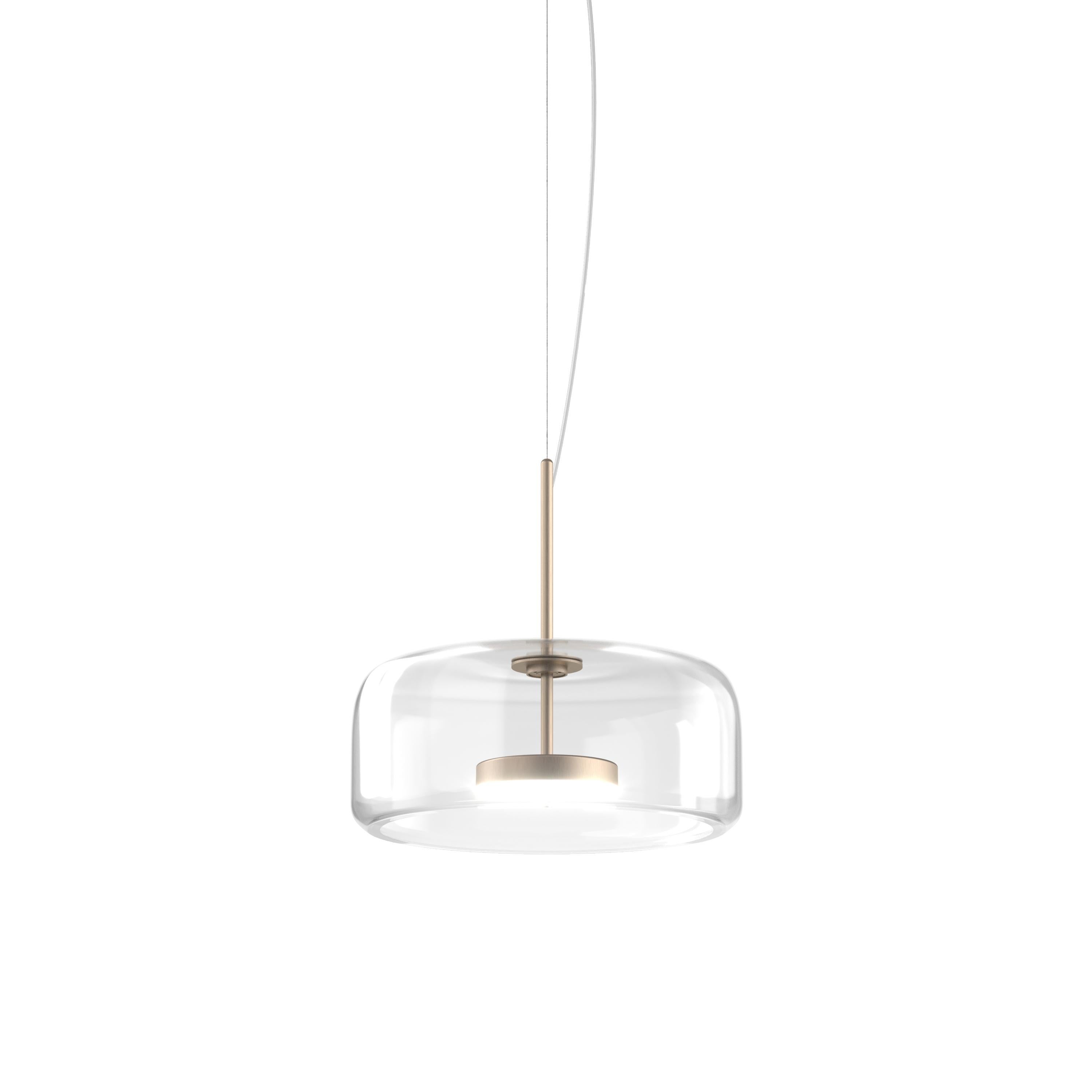 Modern Vistosi Jube Pendant Light in Crystal Transparent Glass And Matt Gold Finish For Sale