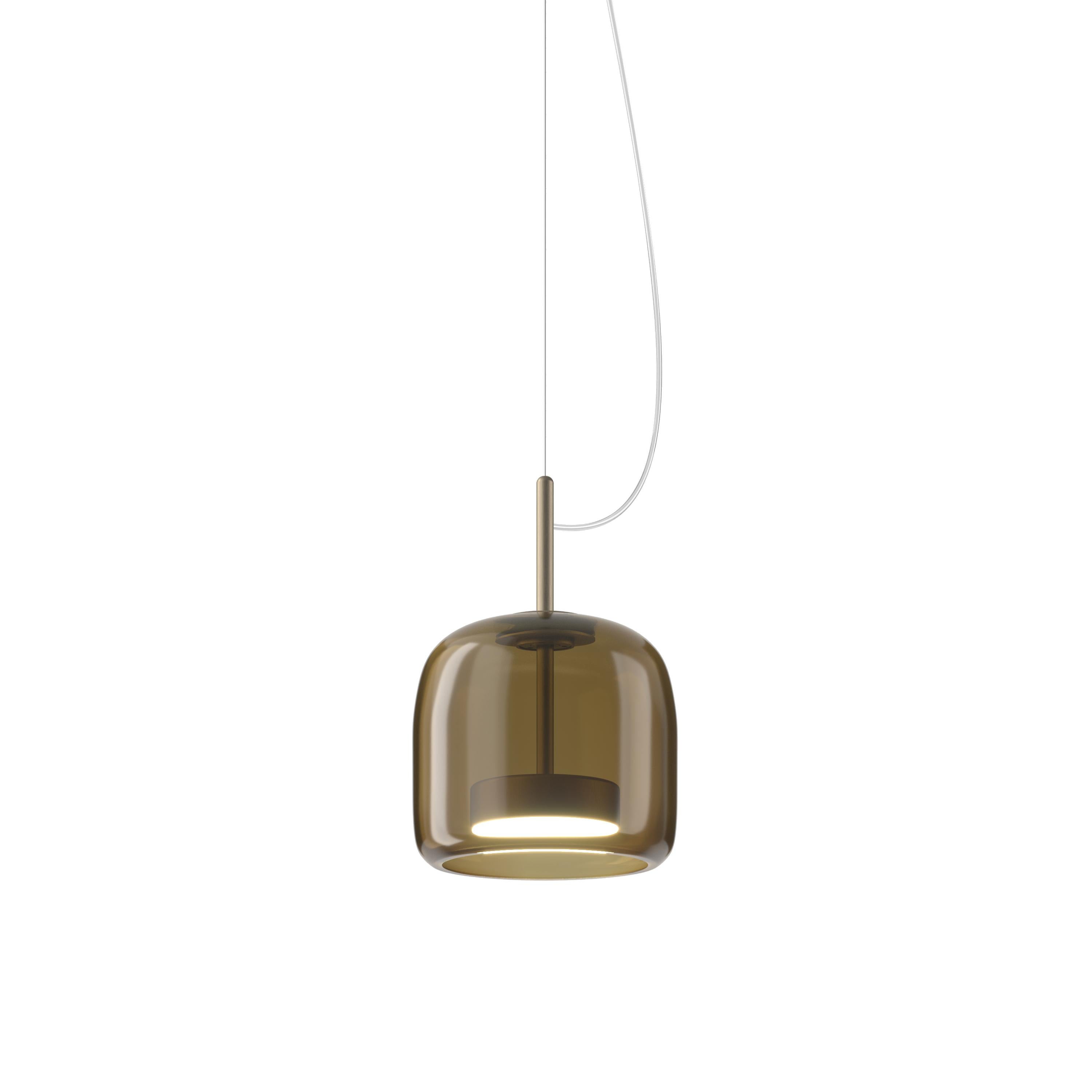 Modern Vistosi Pendant Light in Burned Earth Transparent Glass And Matt Steel Finish For Sale