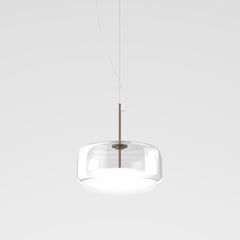 Lampada a sospensione Vistosi in vetro bianco cristallo e finitura acciaio opaco