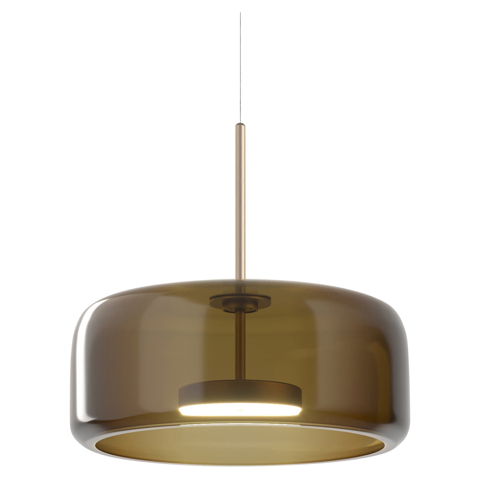 Vistosi Jube Pendelleuchte aus transparentem Glas mit gebrannter Erde und mattgoldener Oberfläche