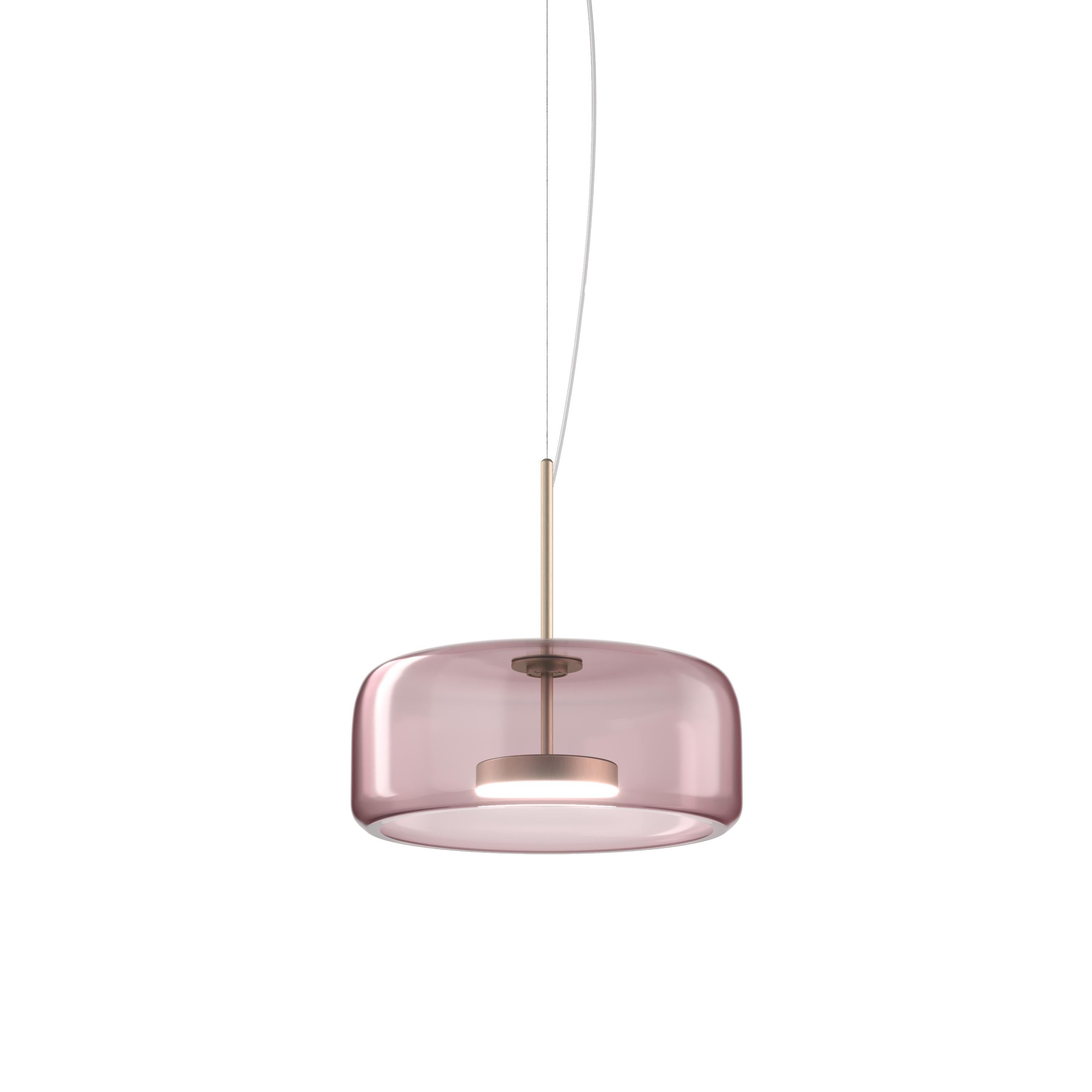 Moderne Lampe à suspension Vistosi Jube en verre transparent améthyste claire, finition or mat en vente