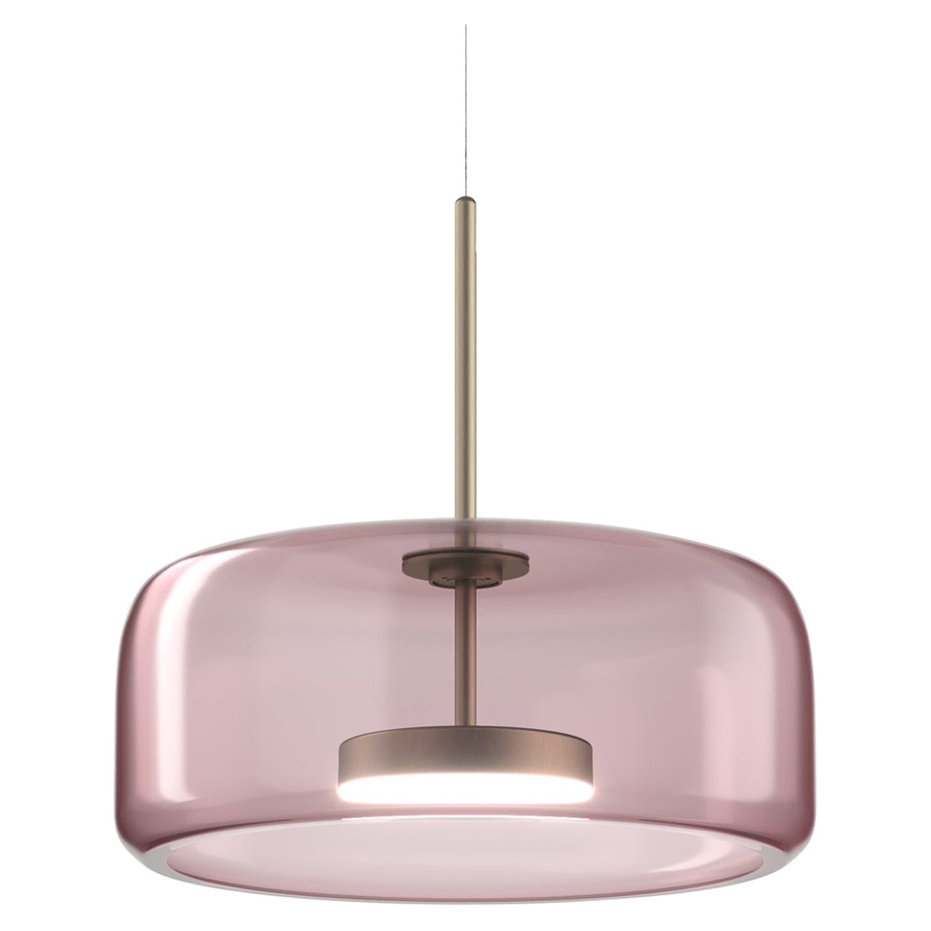 Lampe à suspension Vistosi Jube en verre transparent améthyste claire finition acier mat