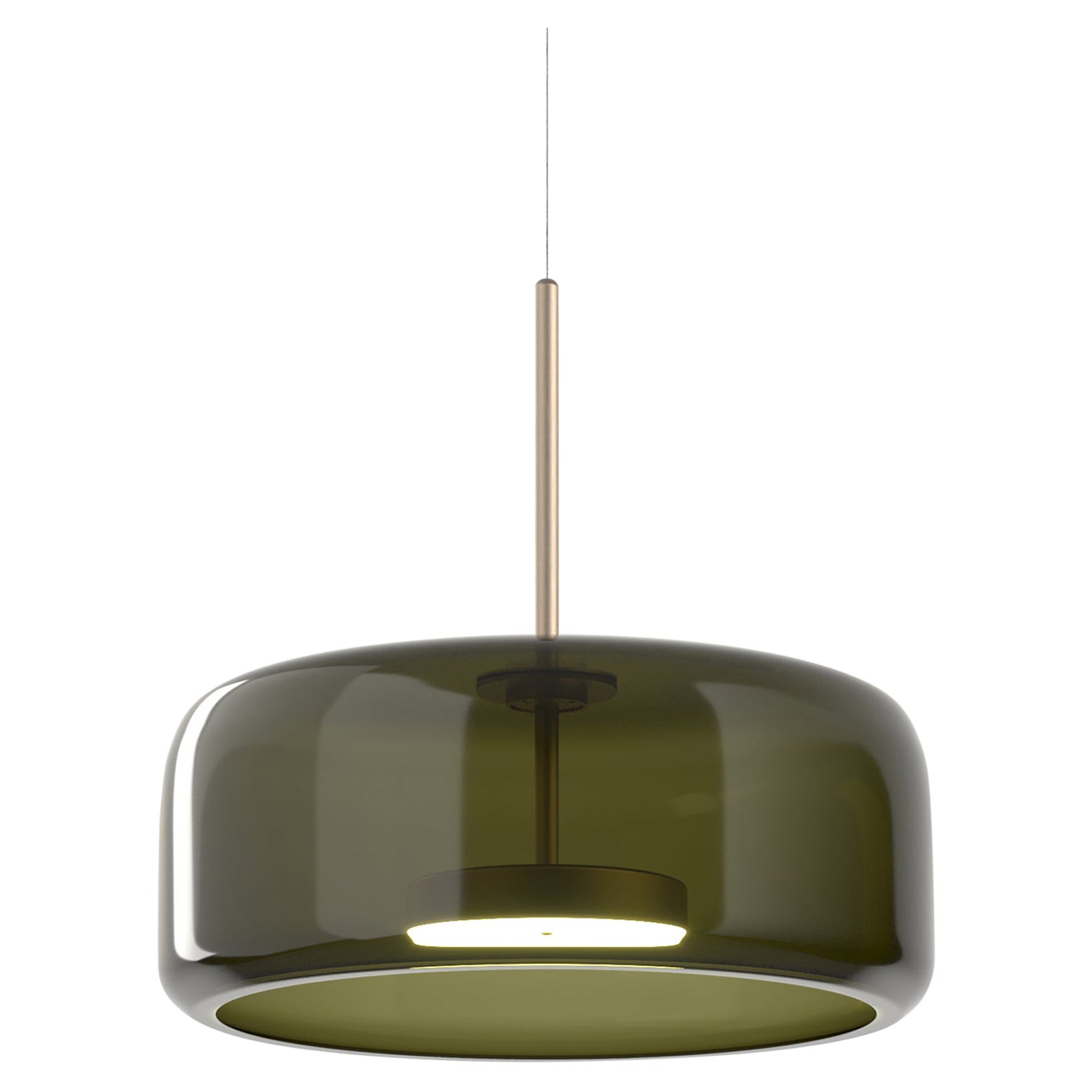 Vistosi Jube Lámpara Colgante de Cristal Transparente Verde Viejo y Acabado Dorado Mate