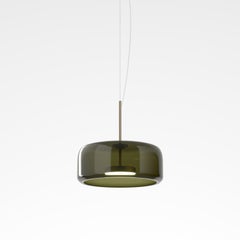 Vistosi Jube Pendant Light in Old Green Transparent Glass And Matt Steel Finish