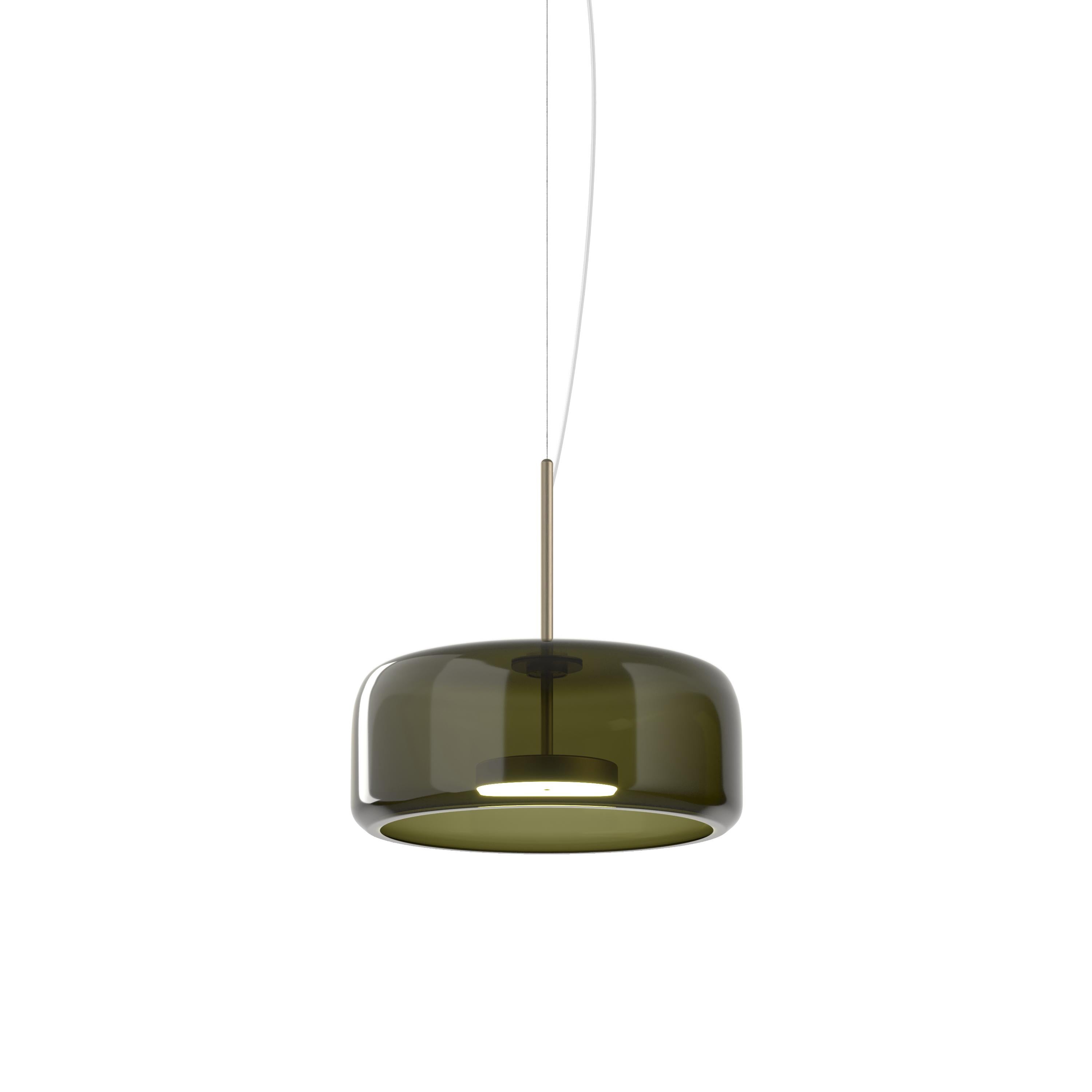 Modern Vistosi Jube Pendant Light in Old Green Transparent Glass And Matt Steel Finish For Sale